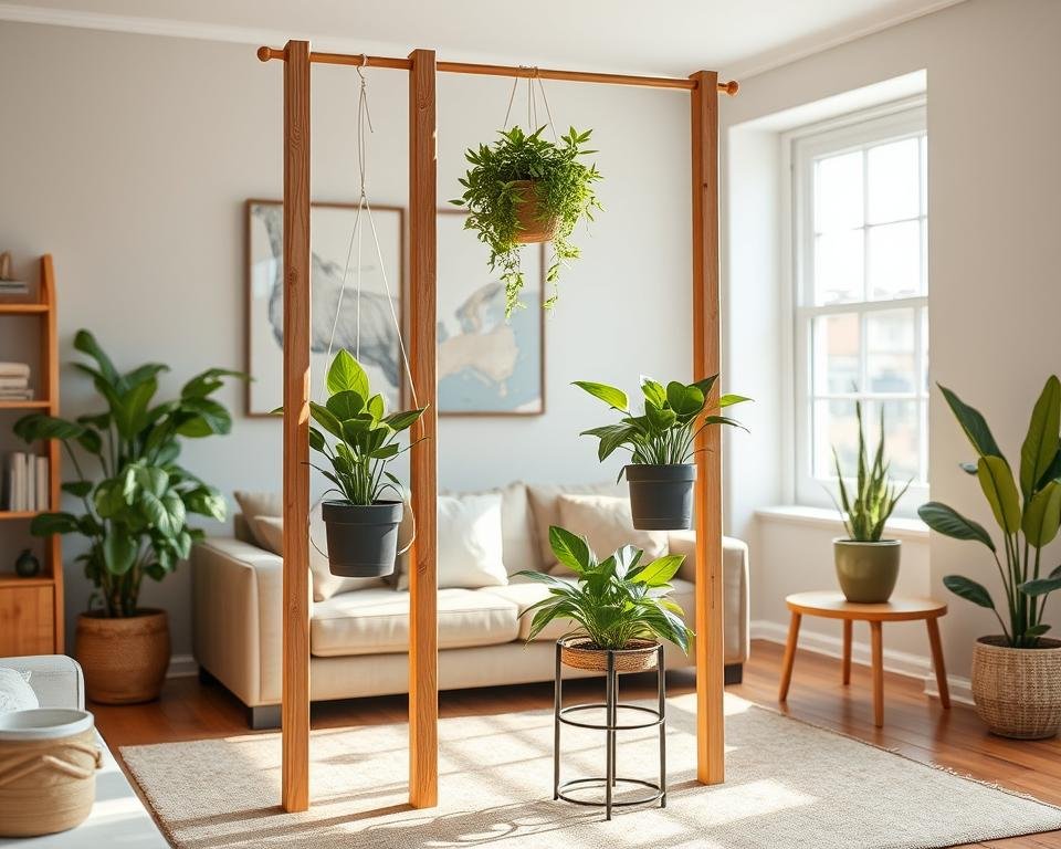 wood look indoor plant poles