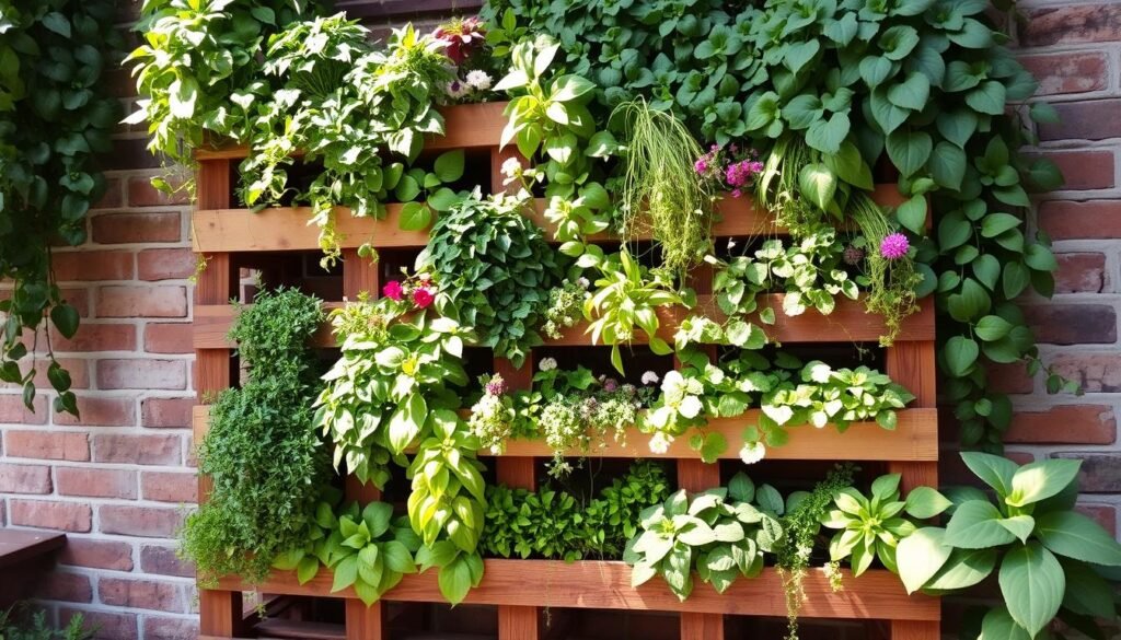 Instructions for turning old pallets into a vertical garden, ideal for small spa