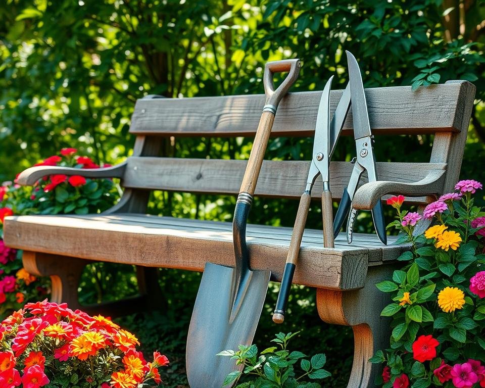 garden shovels, pruning shears, loppers