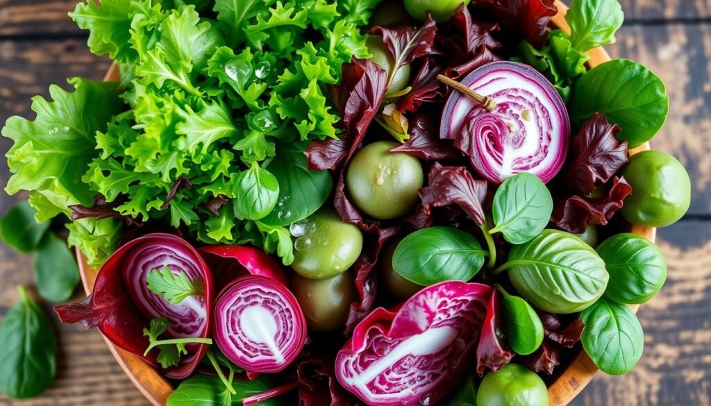 variety of salad greens